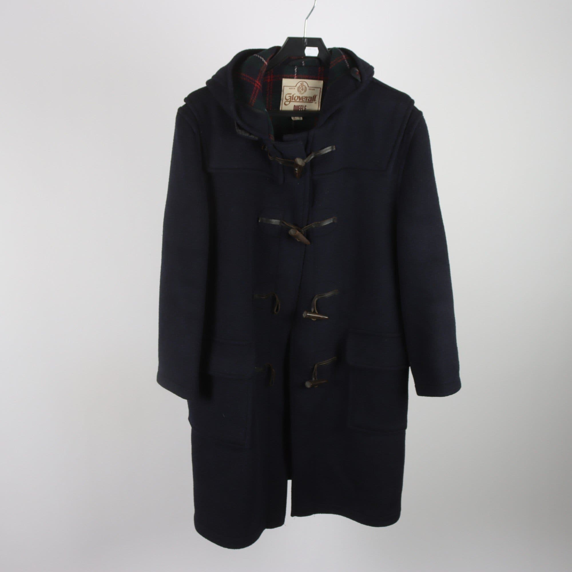 Duffel, Gloverall, blå, ull, stl. 38.