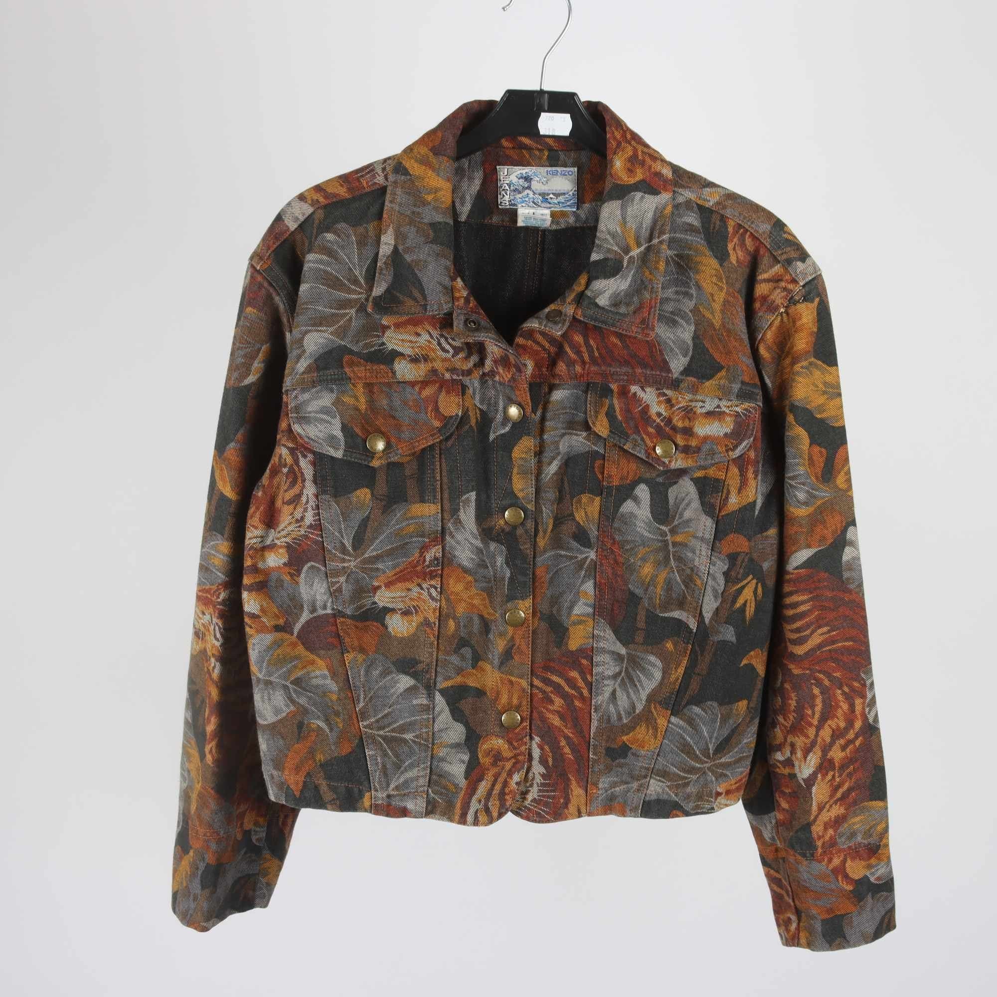 Jeansjacka, Kenzo, mönstrad, brun, grå, stl. L.