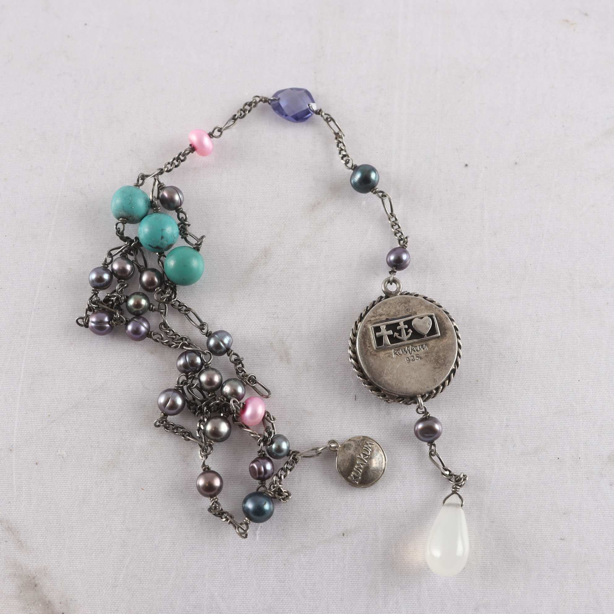 Halsband, Kum-Kum, plast, glas, silver