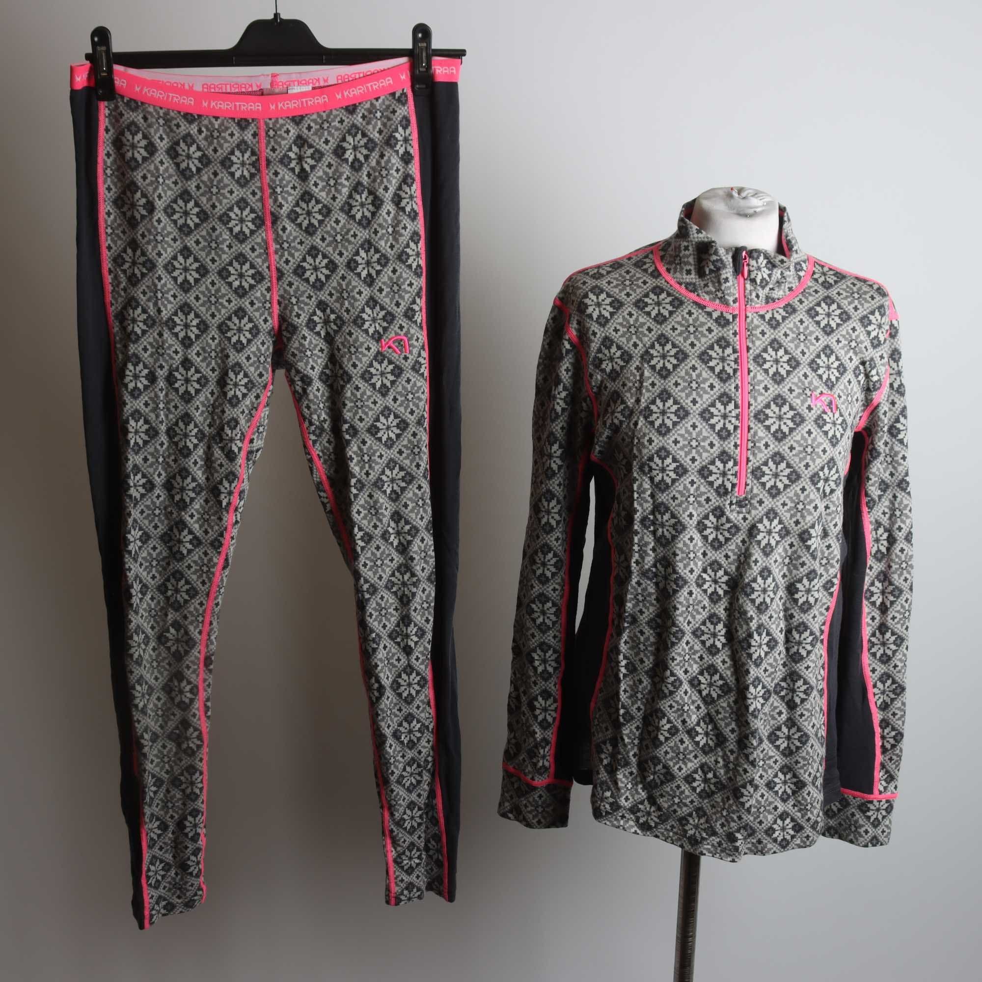 Underställ, Kari Traa, grå, rosa, 100% ull, stl. XL.