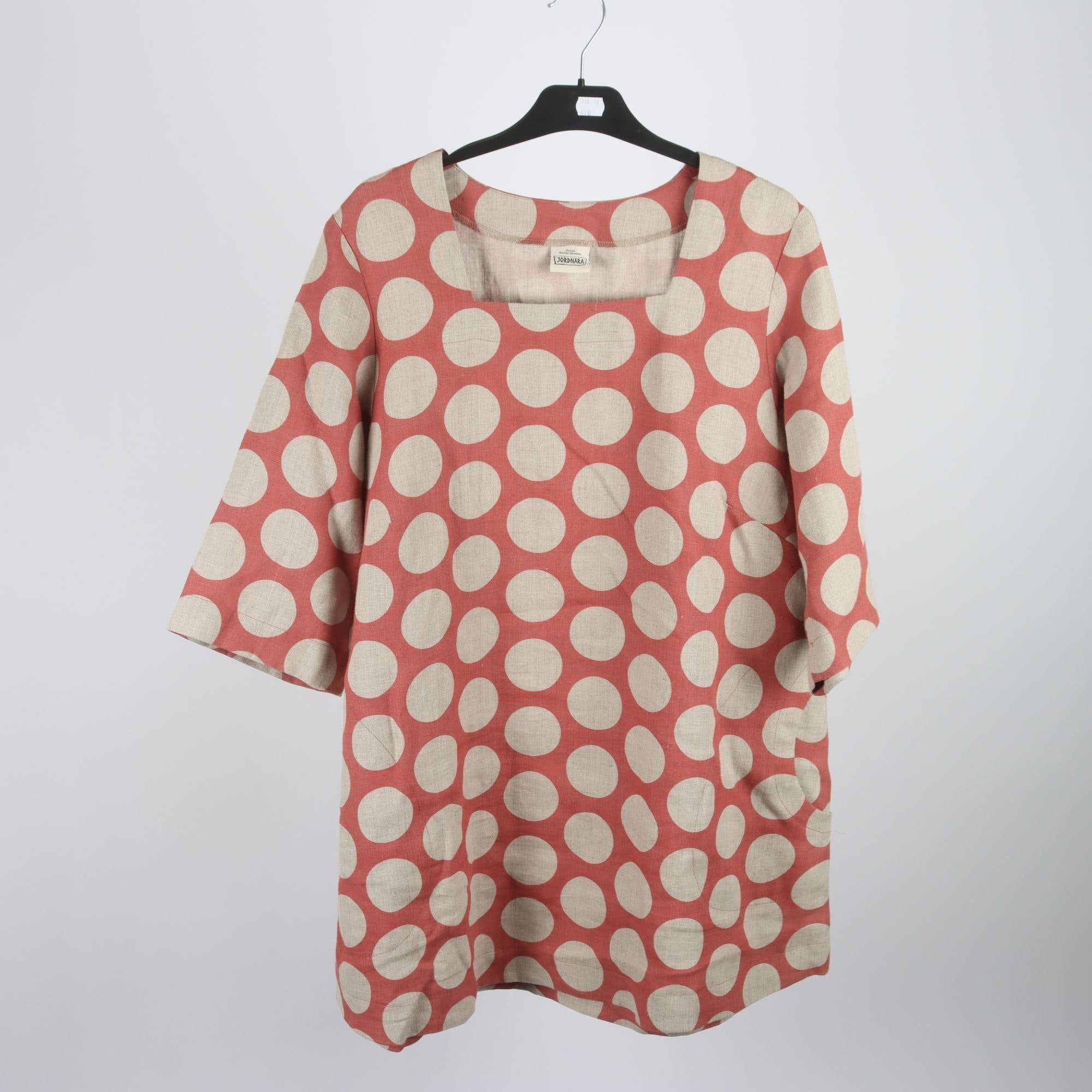 Klänning/tunika, Jordnära, beige, roströd, 100% lin, stl. L.