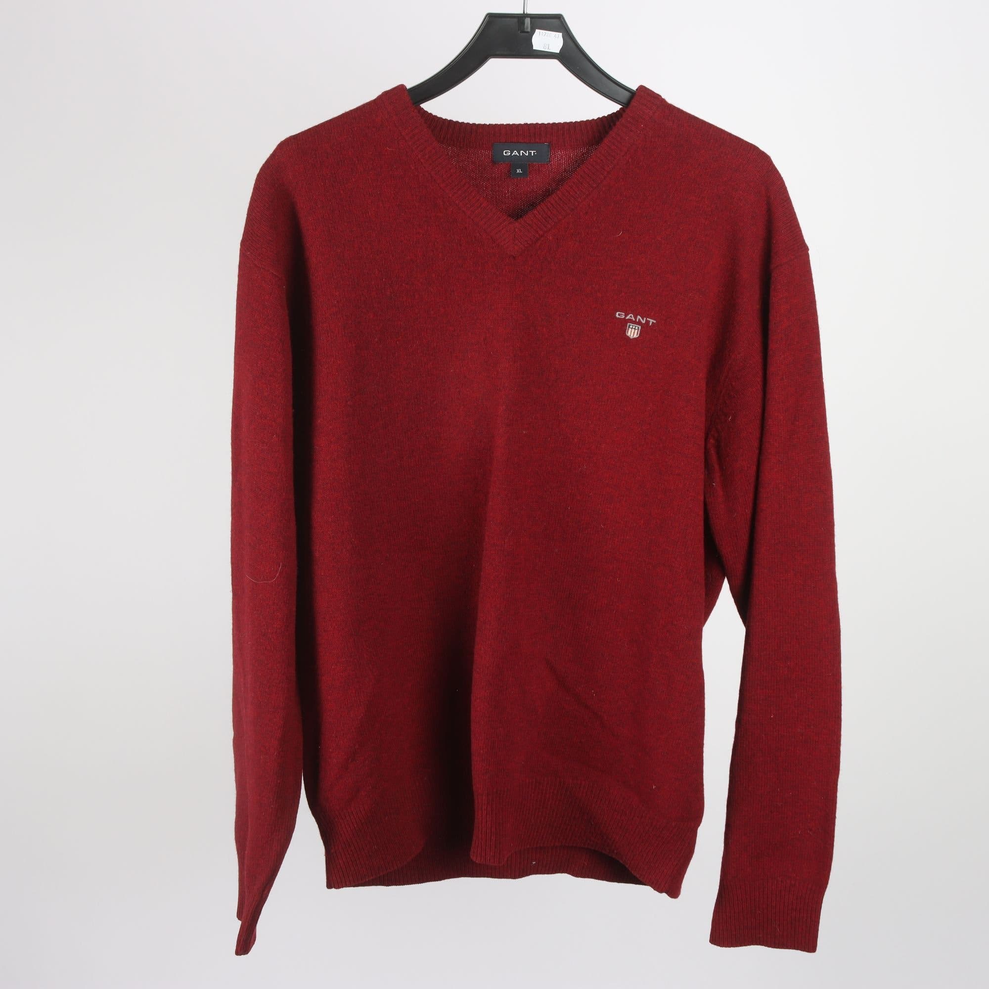 Tröja, Gant, vinröd, 100% lammull, stl. XL