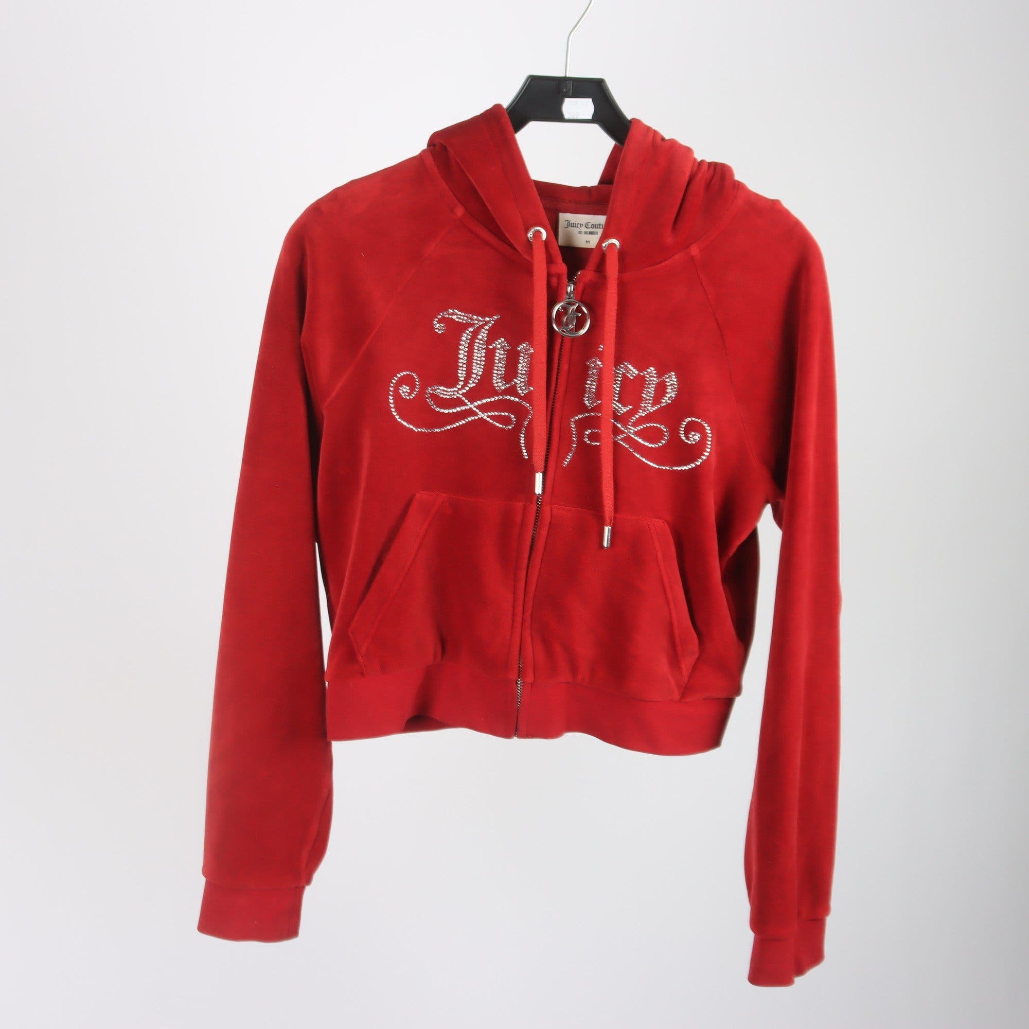 Hoodie, Juicy Couture, roströd, velour, stl. M.