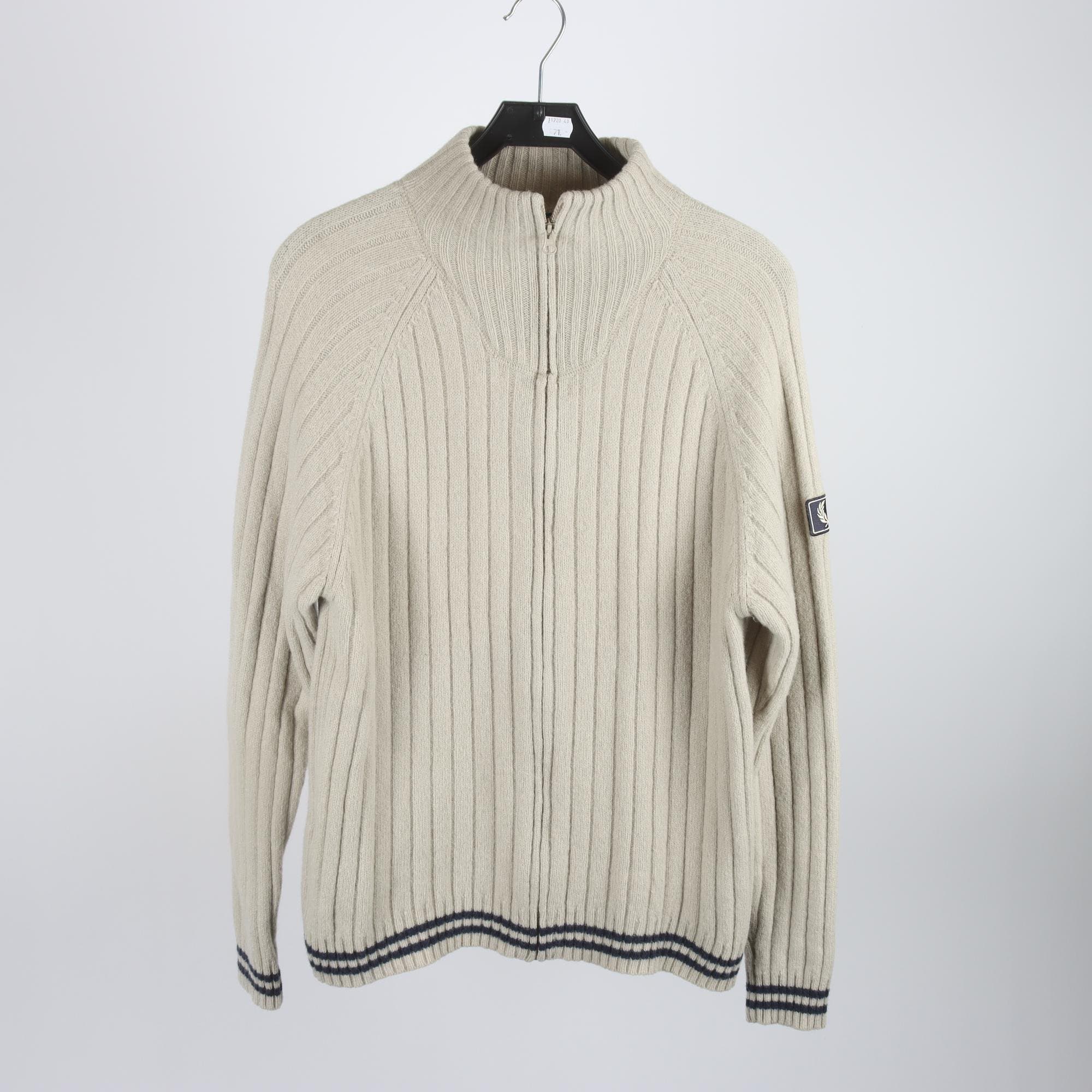 Tröja, Fred Perry, grå/beige, 100% ull, stl. M