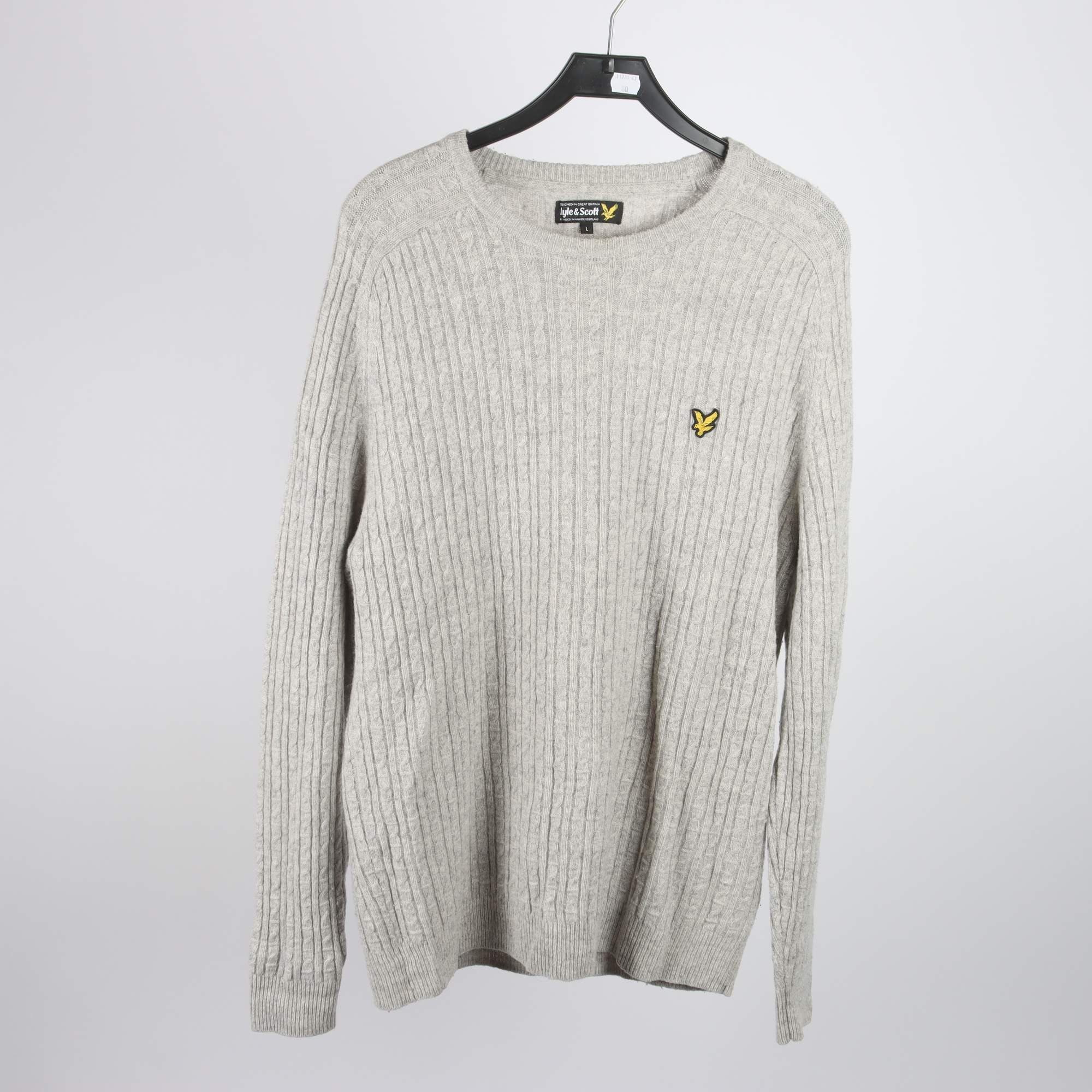 Tröja, Lyle & Scott, grå, 80% lammull, stl. L