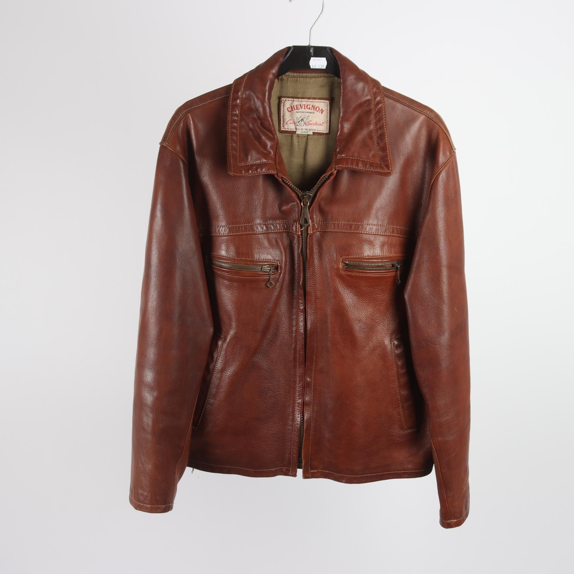Skinnjacka, Chevignon, 100% läder, vintage, stl. L