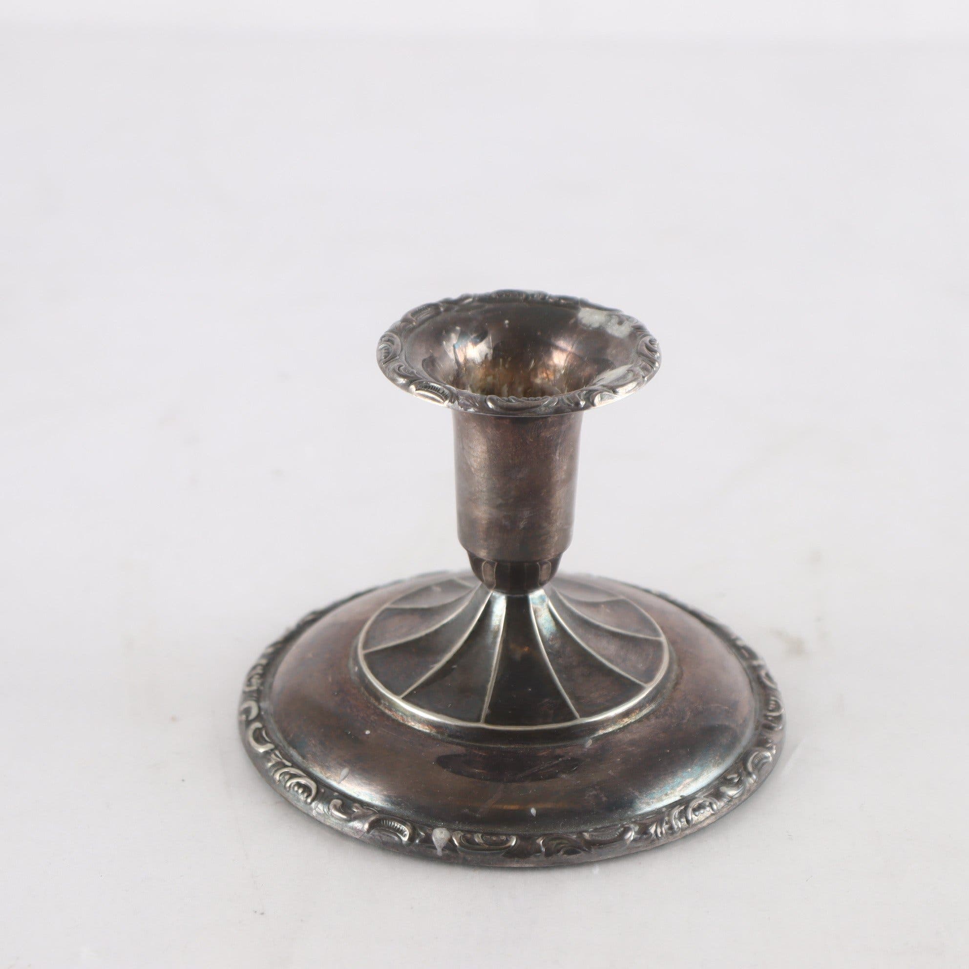 Ljusstake, silver, stämplad kattfot