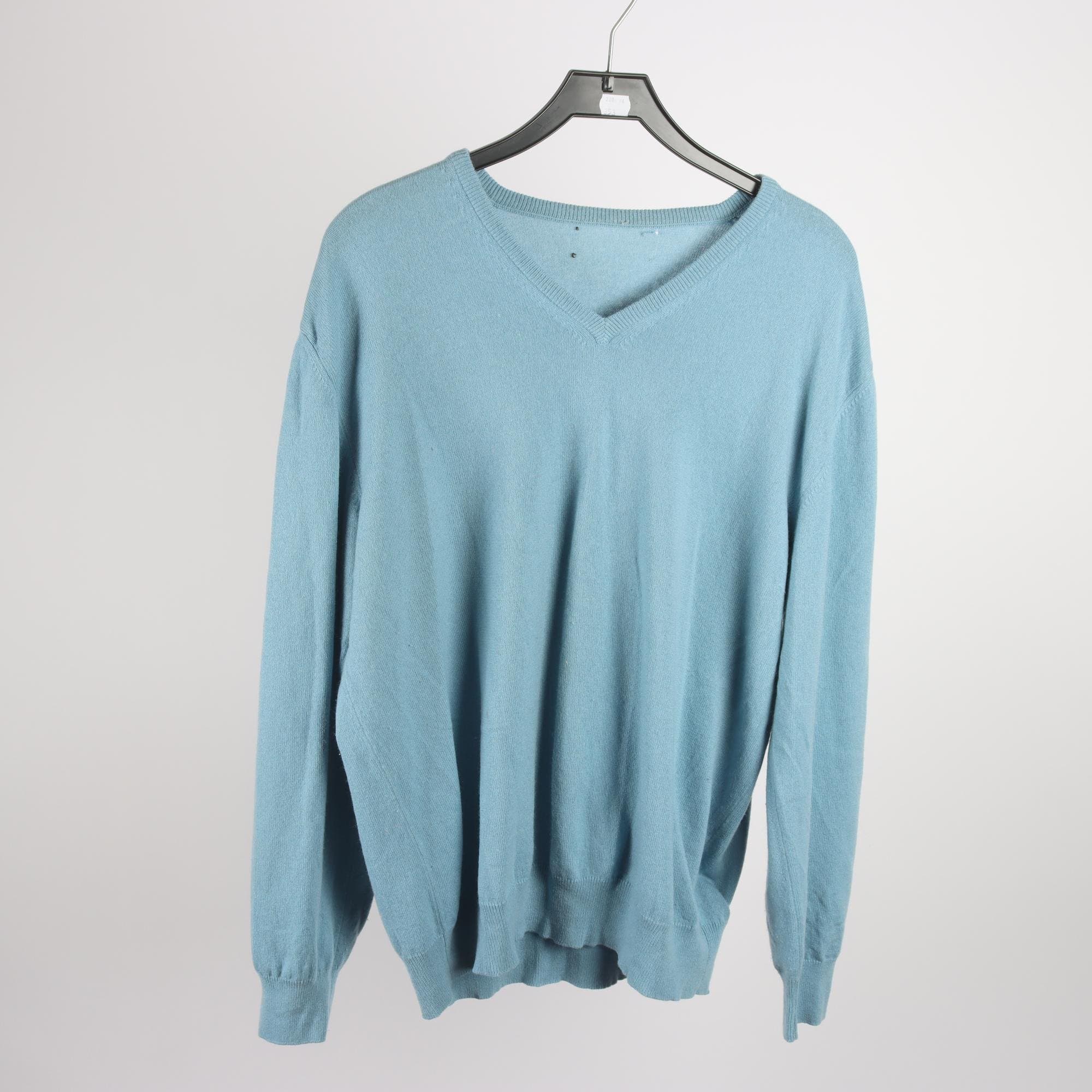 Tröja, Okänd, blå, 100% cashmere, stl. ca. L.