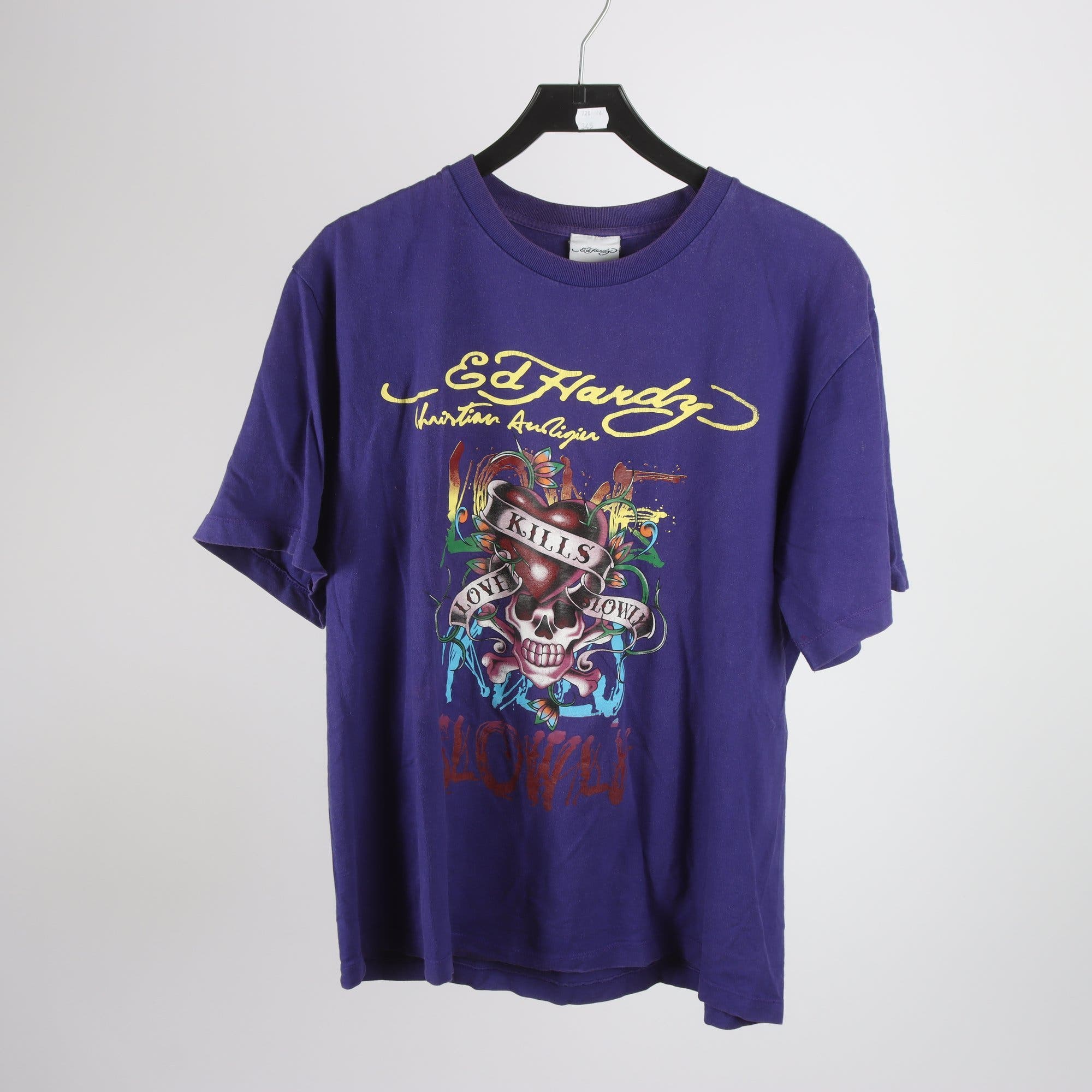 T-shirt, Ed Hardy, mönstrad, lila, stl. XL.