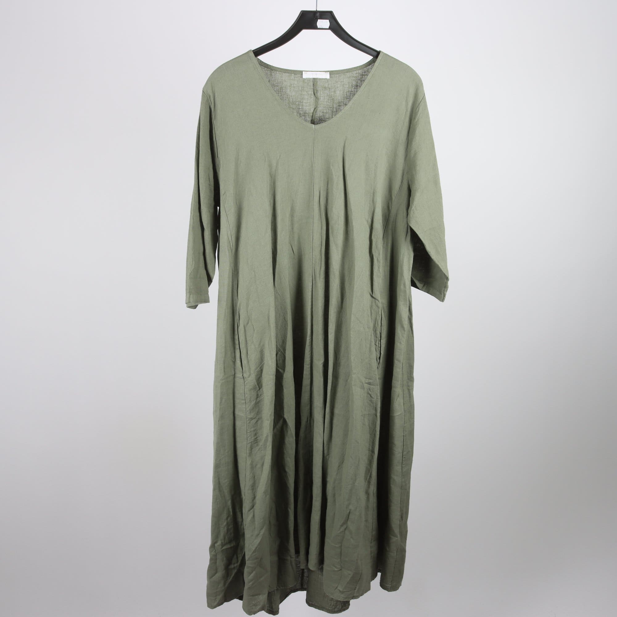 Klänning, Okänd, grön, 100% lin, stl. one size.