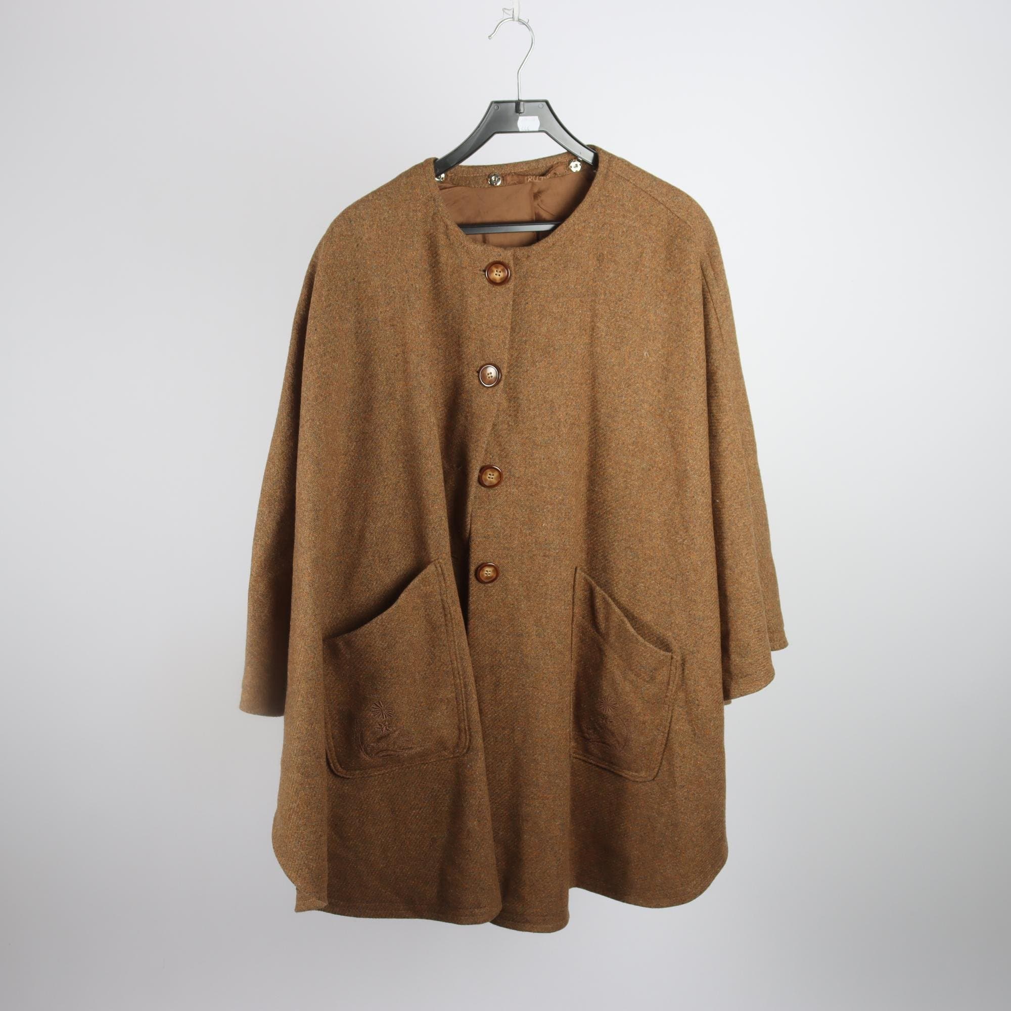 Kappa/poncho, Okänd, brun, ull, stl. one size.