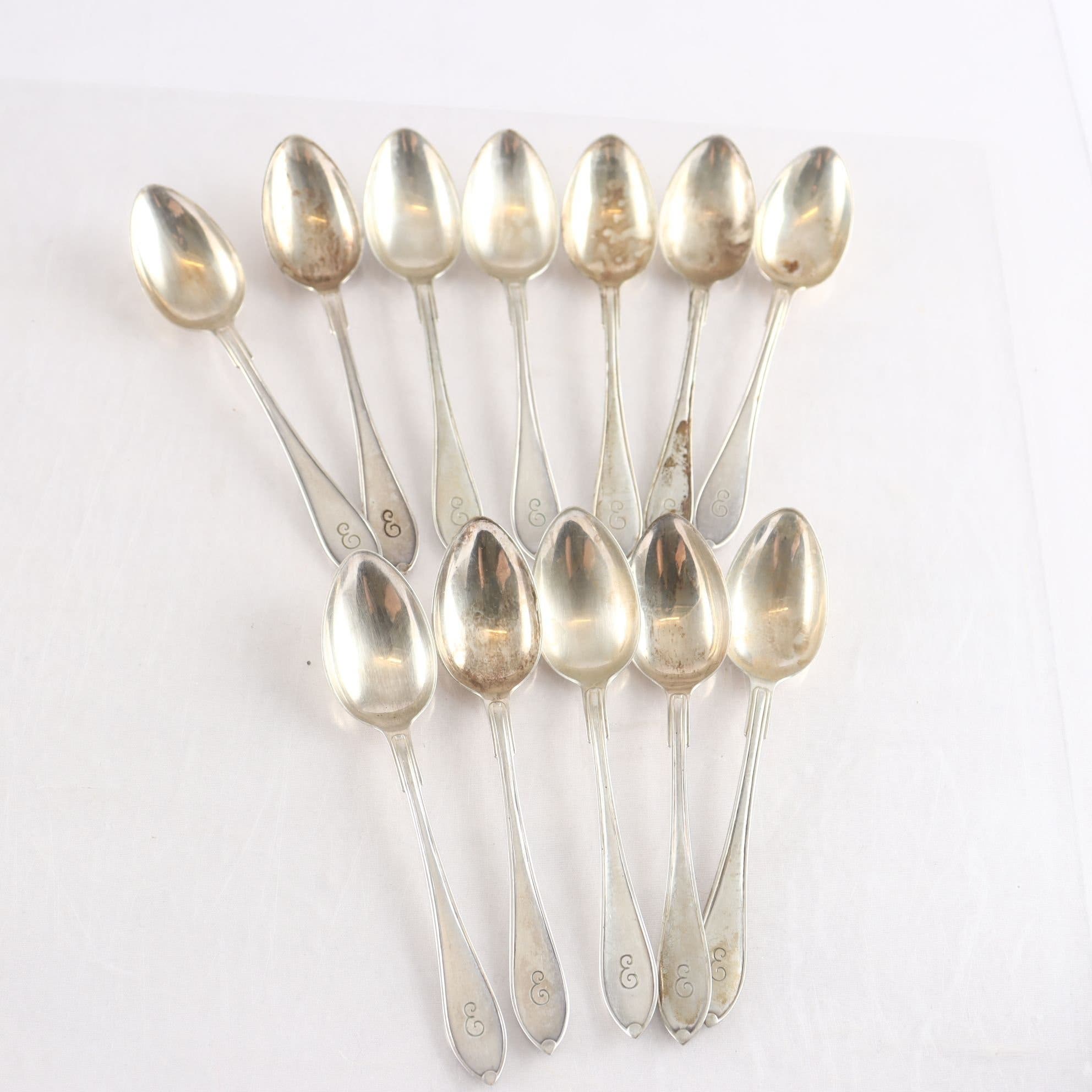 Kaffeskedar, silver, GAB, Stockholm, 1923, 12 st.