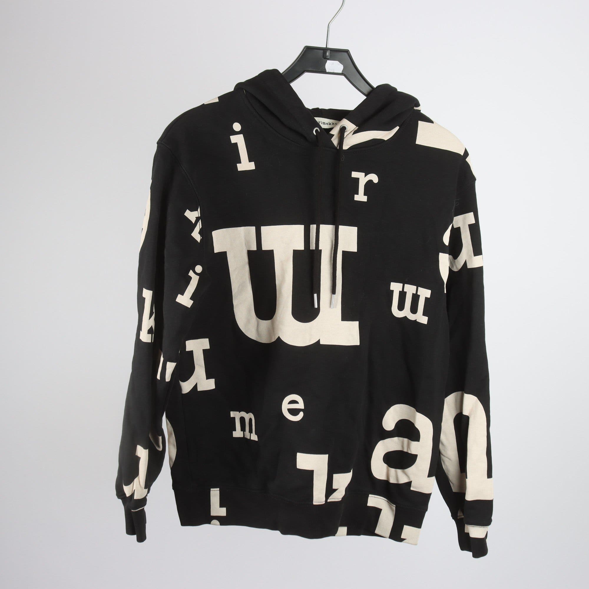 Hoodie, Marimekko, svart, vit, stl. XS.