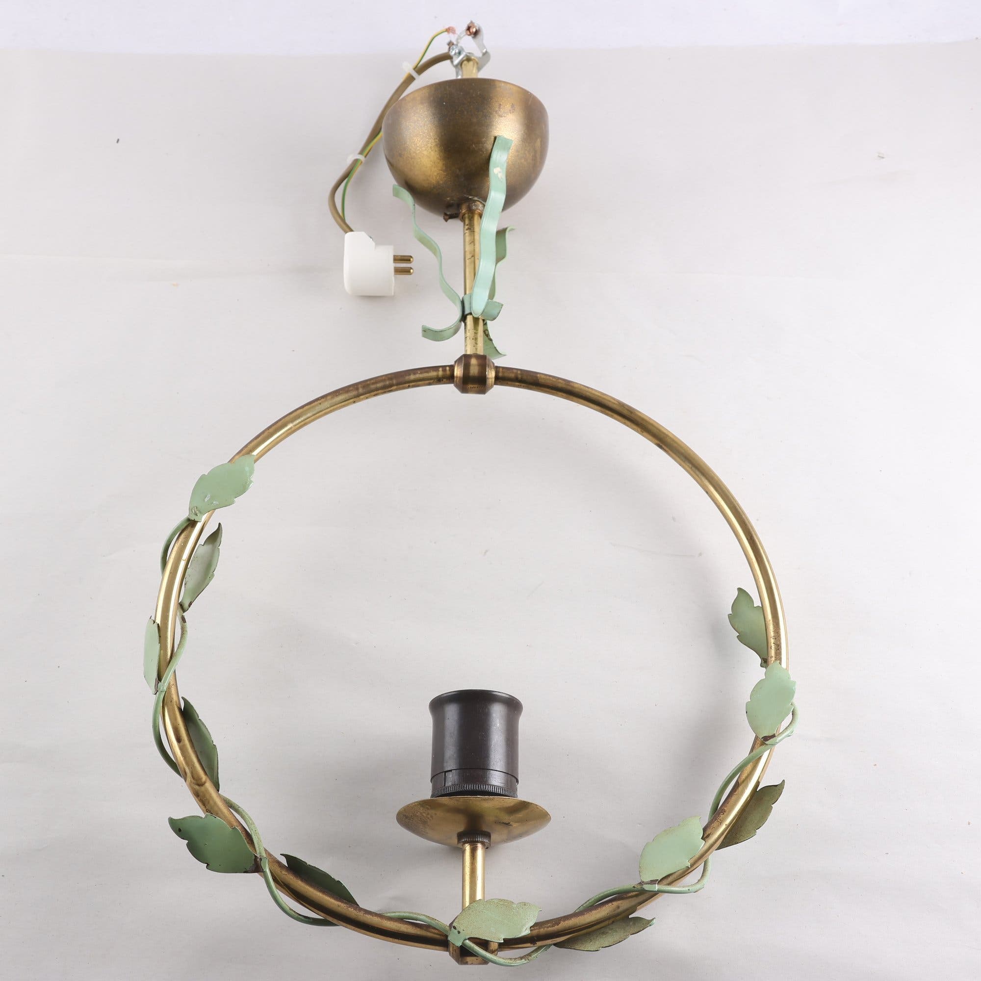 Taklampa, Swedish Modern, bladdekor, mässing