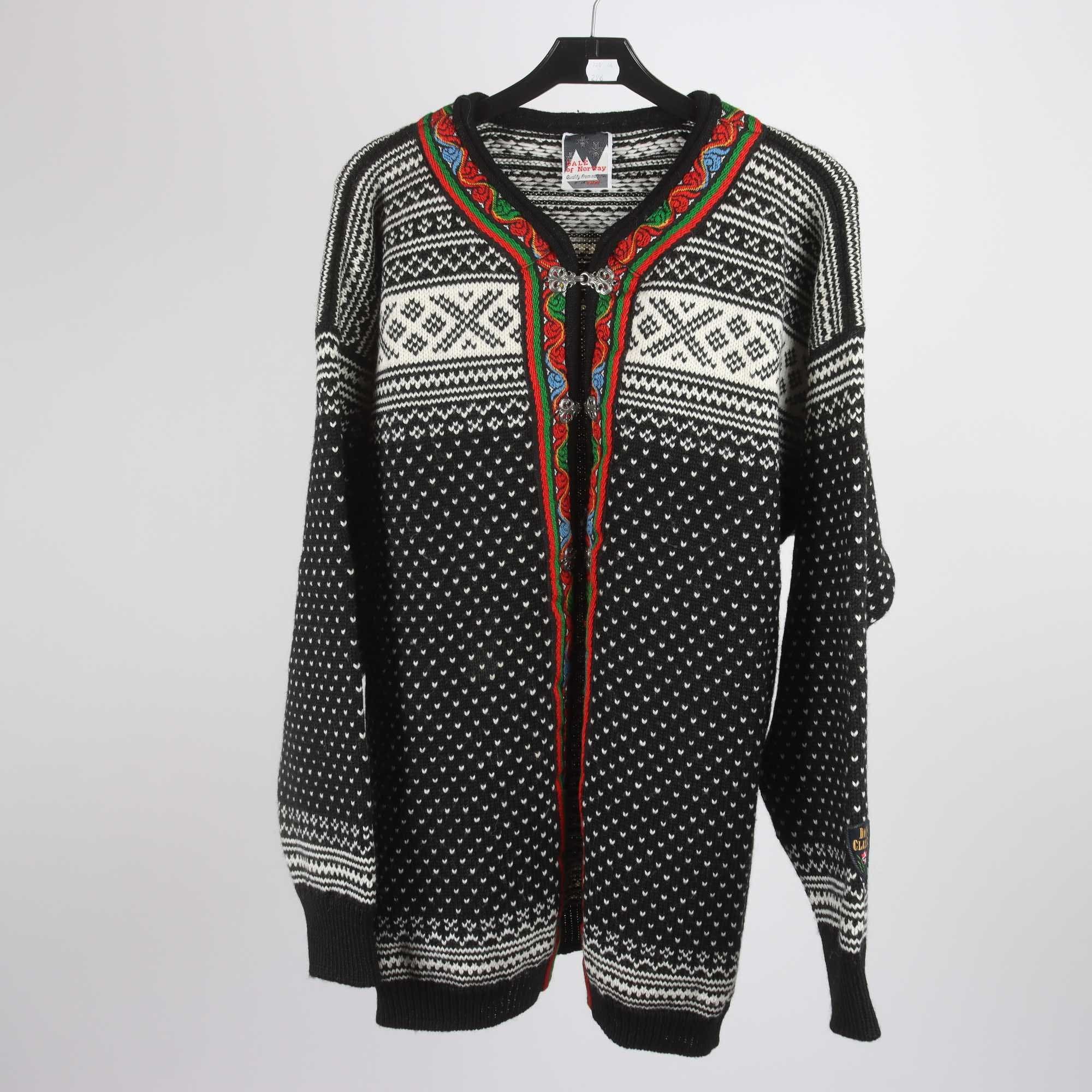 Lusekofta, Dale of Norway, svart, vit, 100% ull, stl. XL.