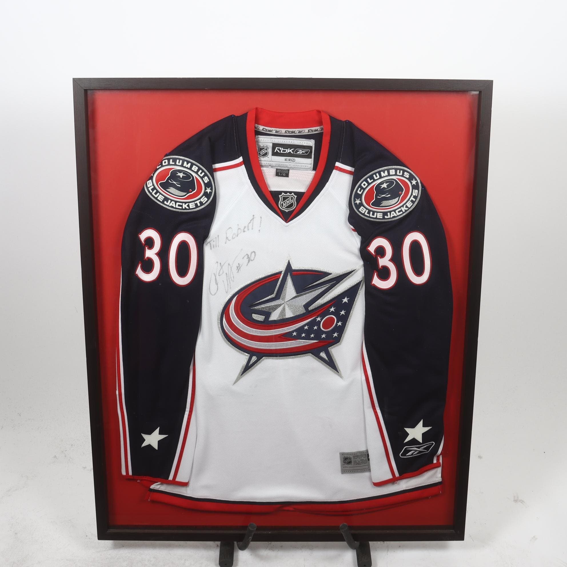 Tröja, NHL, Columbus Blue Jackets, autograf Fredrik Norrena. Endast avhämtning.