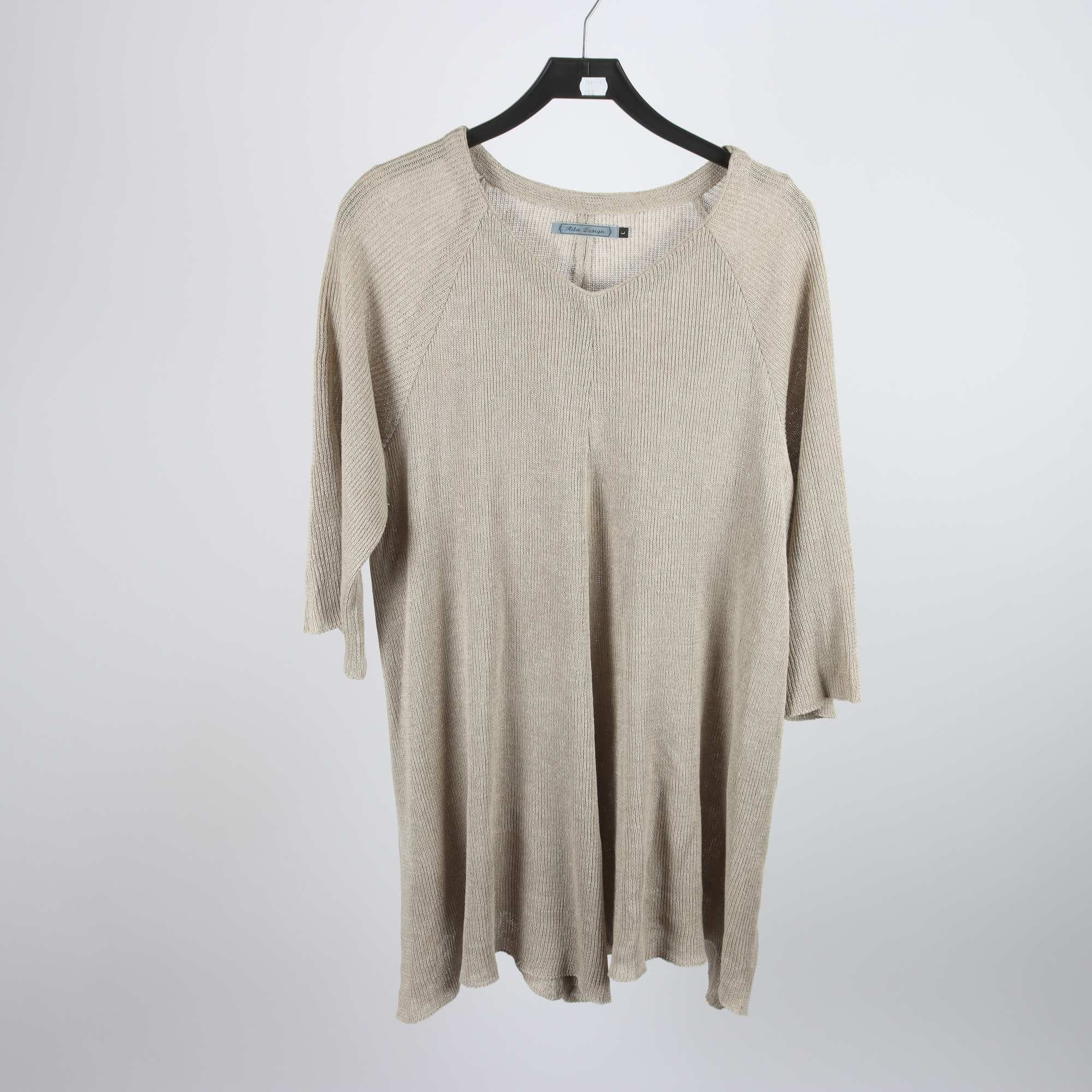Tröja/tunika, Rita Design, beige, 100% lin, stl. L.