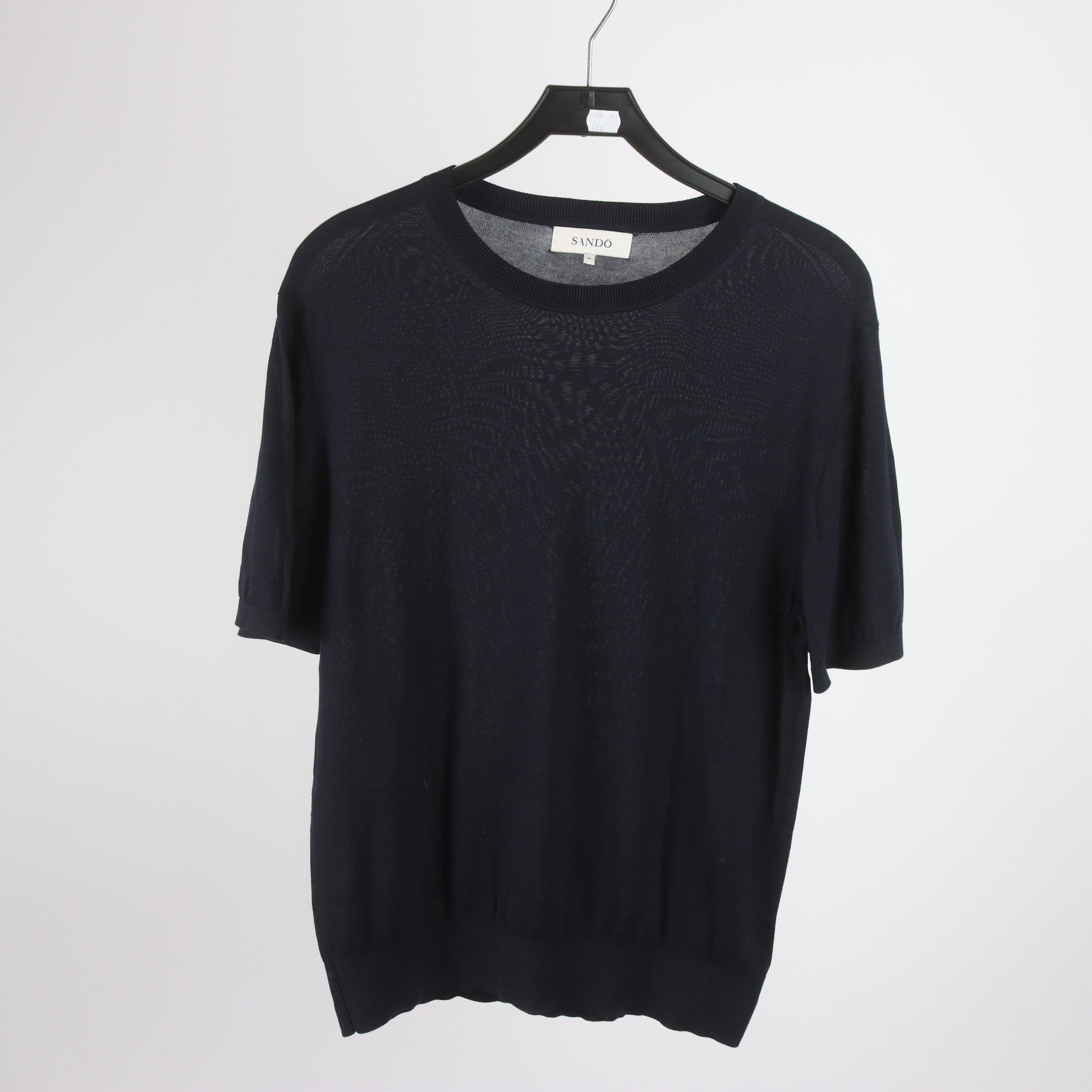 Tröja, Sandö, blå, stickad. bomull, silke, stl. M.