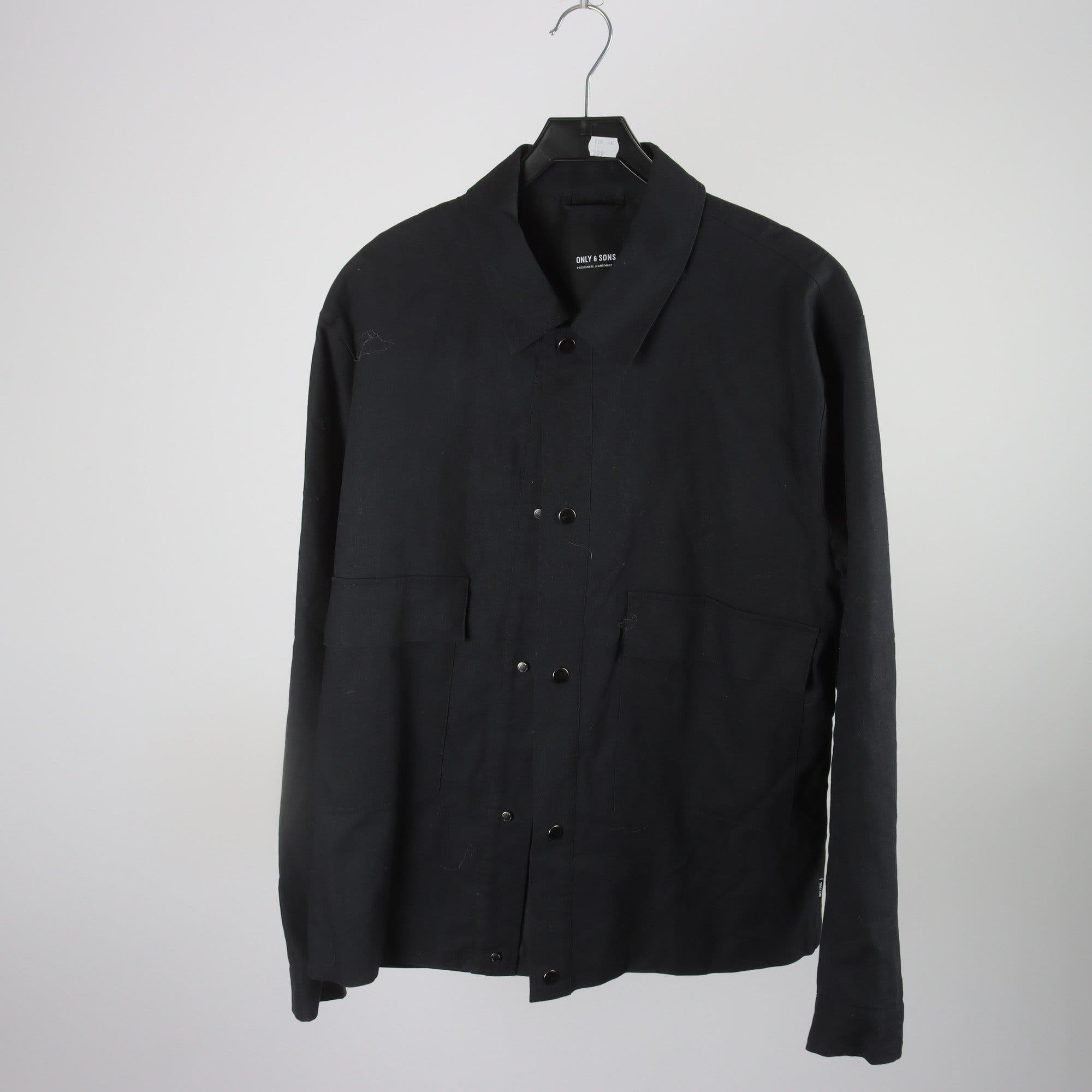 Overshirt, Only & Sons, svart, 55% lin, stl. L.