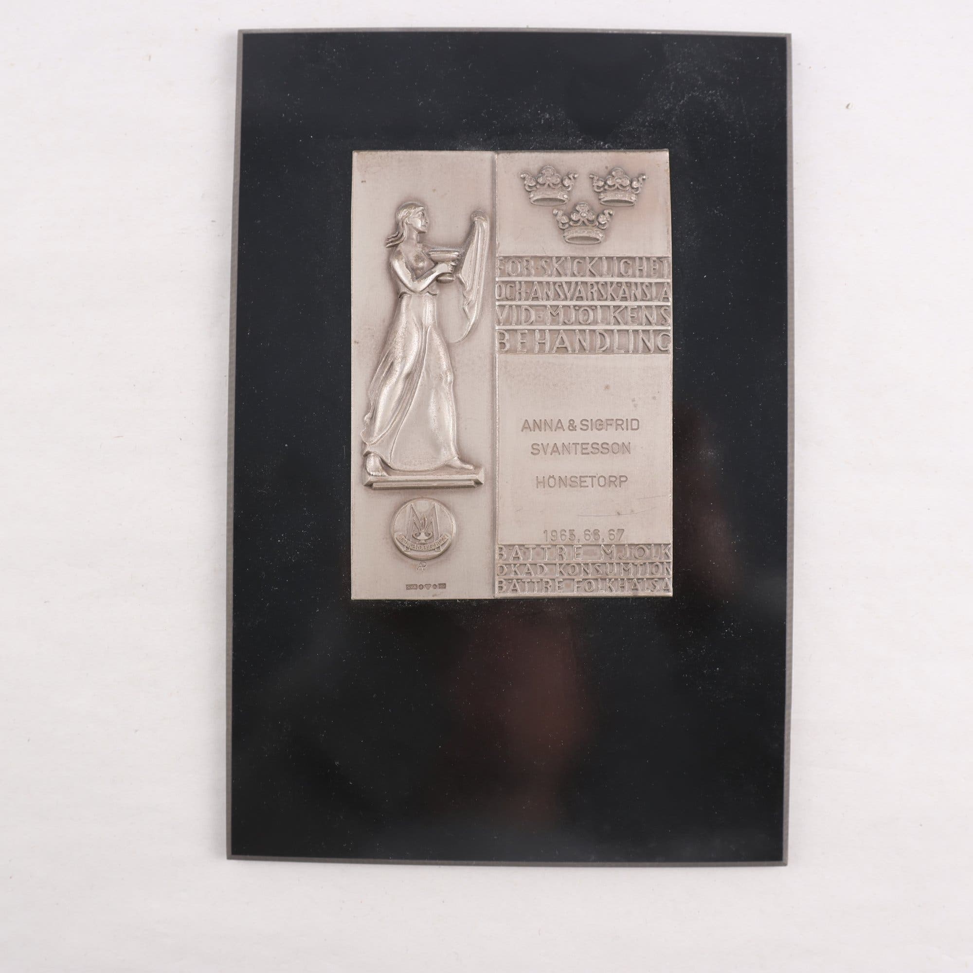 Plakett, Föreningen Mjölkpropagandan, 1960-tal, Silver